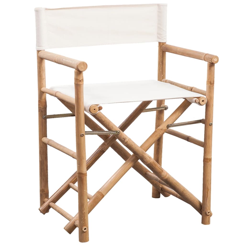 Folding Director's Chair 2 pcs Bamboo and Canvas - OLBRIT