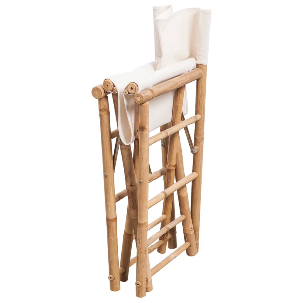 Folding Director's Chair 2 pcs Bamboo and Canvas - OLBRIT