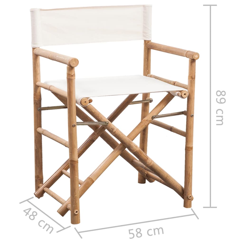 Folding Director's Chair 2 pcs Bamboo and Canvas - OLBRIT