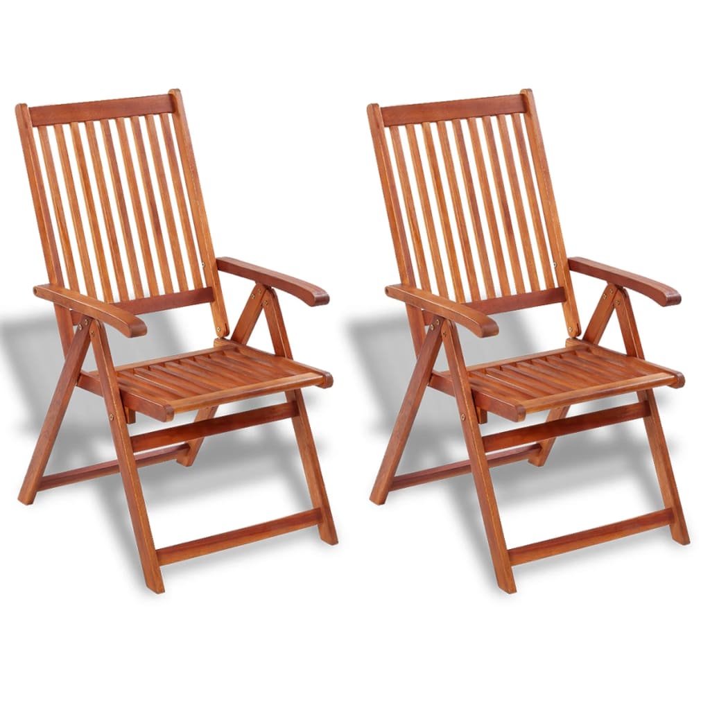 Folding Garden Chairs 2 pcs Solid Acacia Wood Brown - OLBRIT