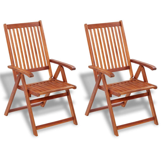 Folding Garden Chairs 2 pcs Solid Acacia Wood Brown - OLBRIT