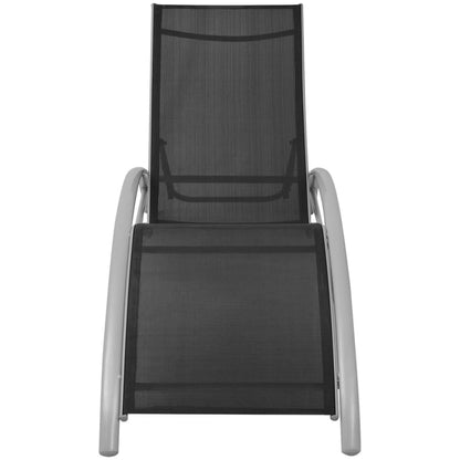 Sun Loungers with Umbrella Aluminium Black - OLBRIT