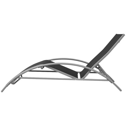 Sun Loungers with Umbrella Aluminium Black - OLBRIT
