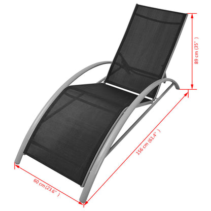 Sun Loungers with Umbrella Aluminium Black - OLBRIT