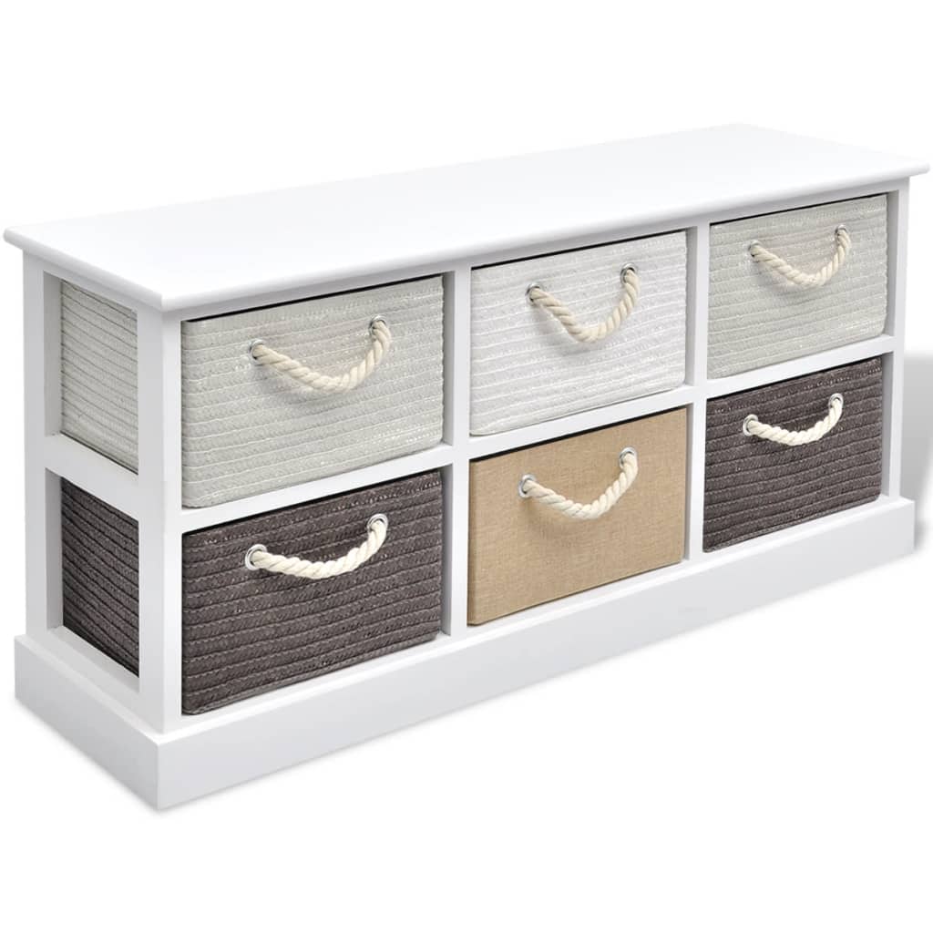 Storage Bench 6 Drawers Wood - OLBRIT