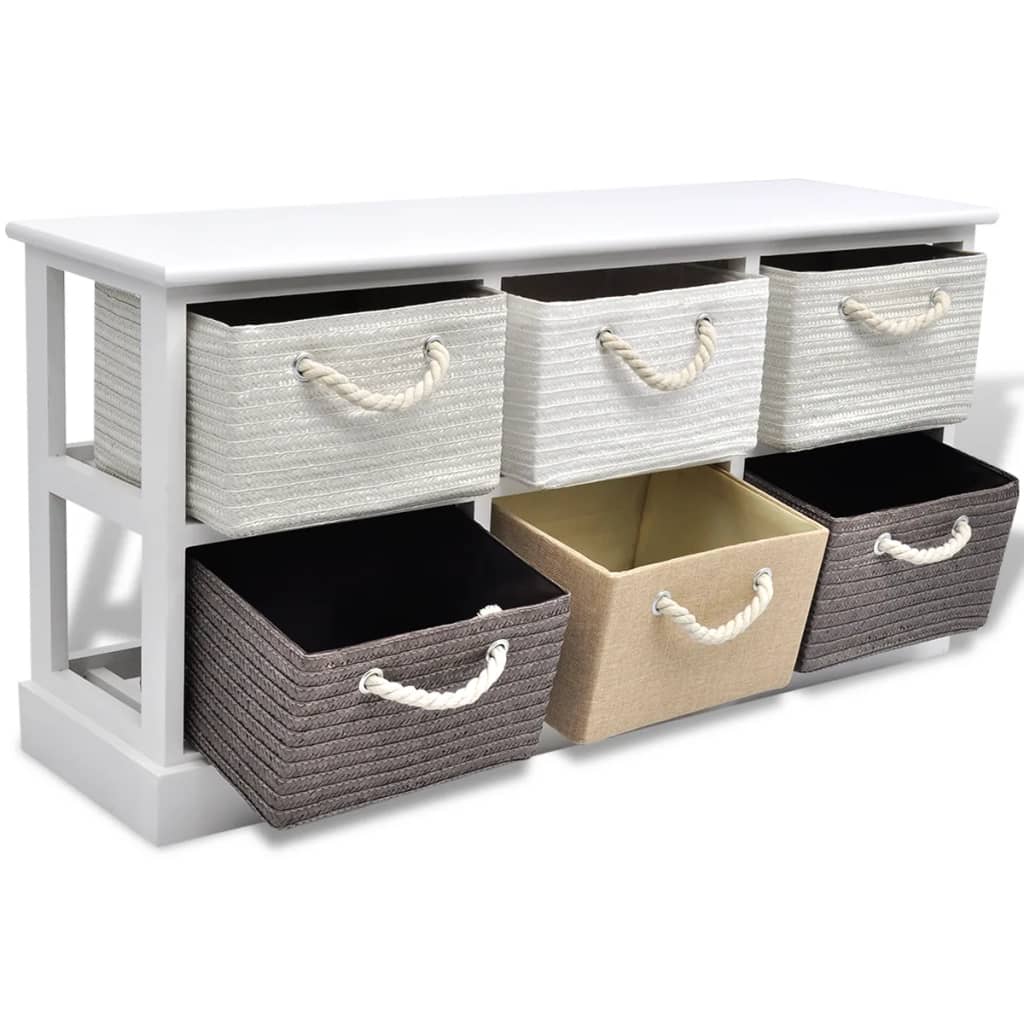 Storage Bench 6 Drawers Wood - OLBRIT