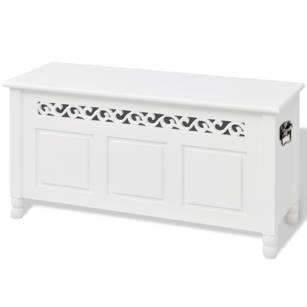 Storage Bench Baroque Style MDF White - OLBRIT