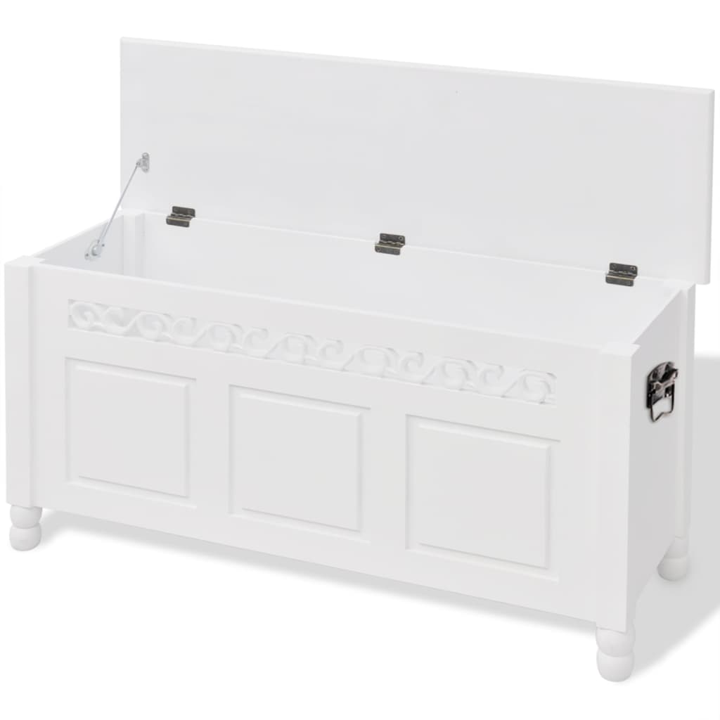 Storage Bench Baroque Style MDF White - OLBRIT