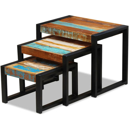 Three Piece Nesting Tables Solid Reclaimed Wood - OLBRIT