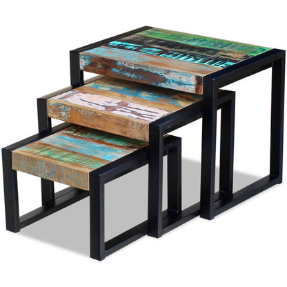 Three Piece Nesting Tables Solid Reclaimed Wood - OLBRIT