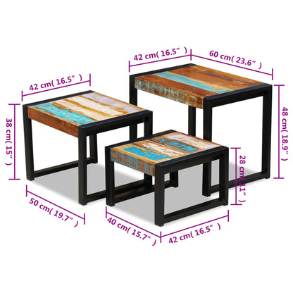 Three Piece Nesting Tables Solid Reclaimed Wood - OLBRIT