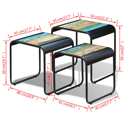 Three Piece Nesting Tables Solid Reclaimed Wood - OLBRIT