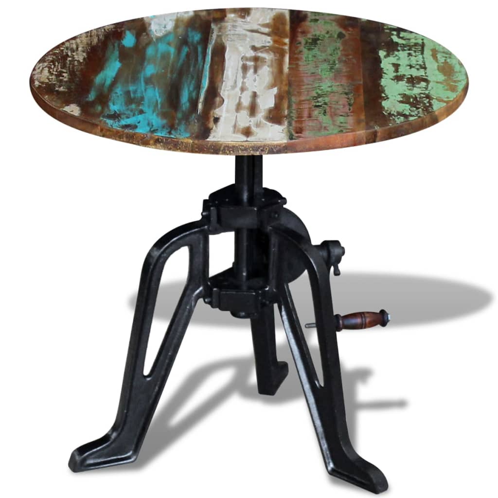 Side Table Solid Reclaimed Wood Cast Iron 60x(42-63) cm - OLBRIT