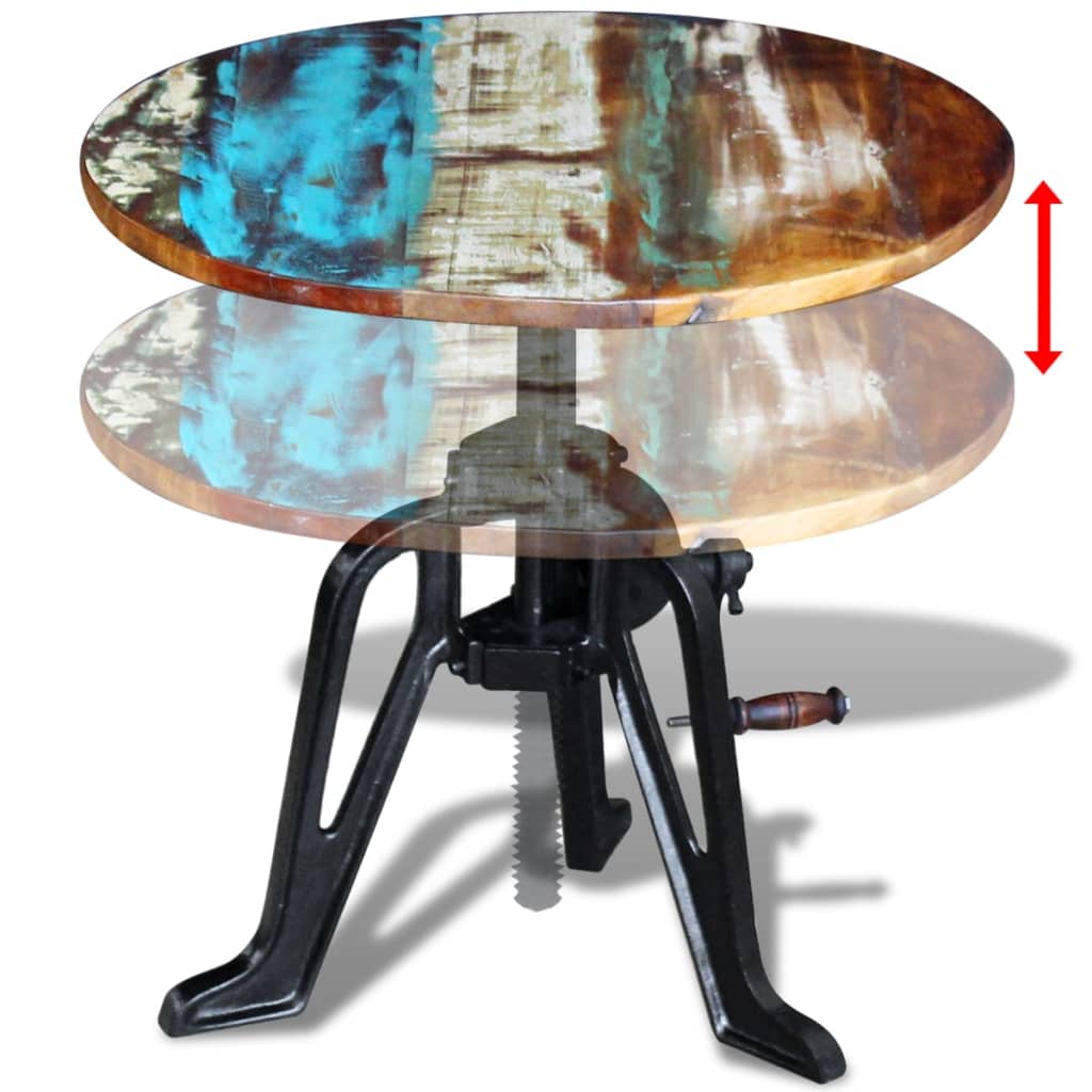 Side Table Solid Reclaimed Wood Cast Iron 60x(42-63) cm - OLBRIT