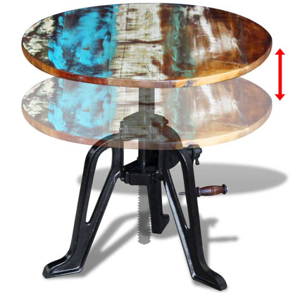 Side Table Solid Reclaimed Wood Cast Iron 60x(42-63) cm - OLBRIT