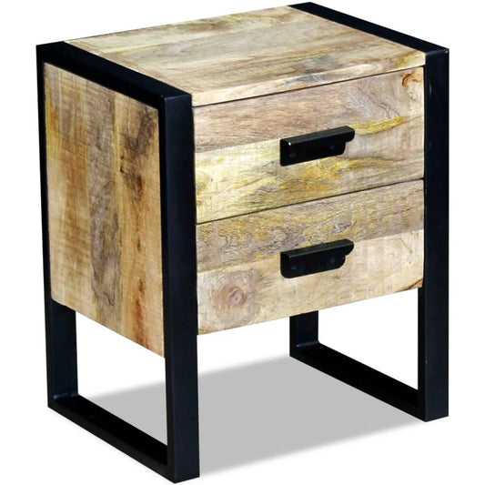Side Table with 2 Drawers Solid Mango Wood 43x33x51 cm - OLBRIT