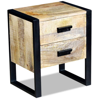 Side Table with 2 Drawers Solid Mango Wood 43x33x51 cm - OLBRIT