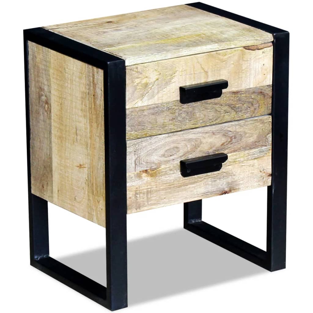Side Table with 2 Drawers Solid Mango Wood 43x33x51 cm - OLBRIT