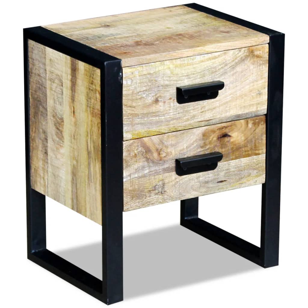 Side Table with 2 Drawers Solid Mango Wood 43x33x51 cm - OLBRIT