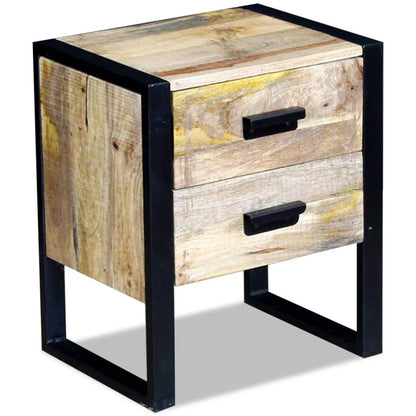 Side Table with 2 Drawers Solid Mango Wood 43x33x51 cm - OLBRIT