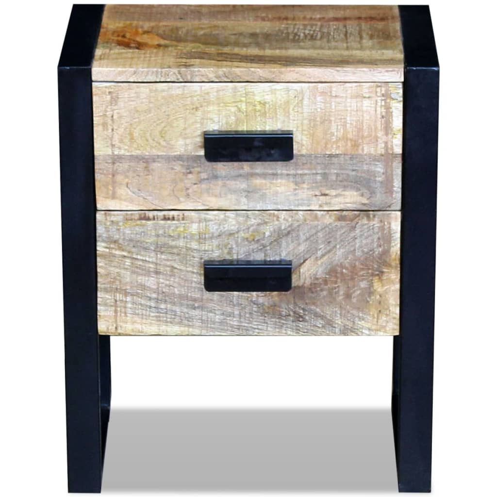 Side Table with 2 Drawers Solid Mango Wood 43x33x51 cm - OLBRIT