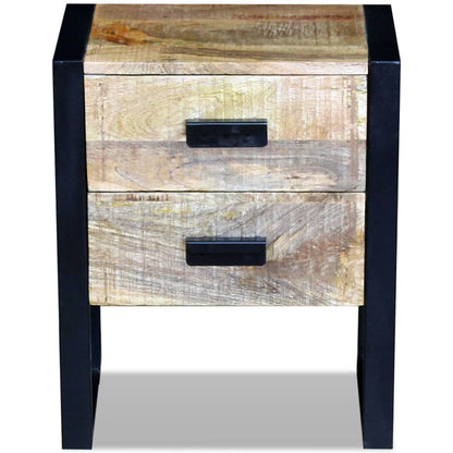 Side Table with 2 Drawers Solid Mango Wood 43x33x51 cm - OLBRIT