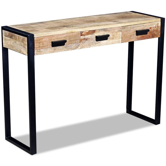 Console Table with 3 Drawers Solid Mango Wood 110x35x78 cm - OLBRIT