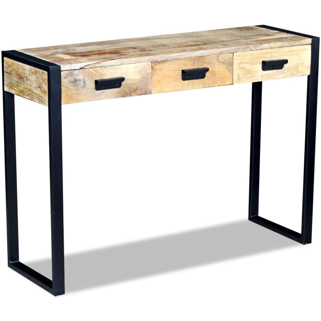 Console Table with 3 Drawers Solid Mango Wood 110x35x78 cm - OLBRIT