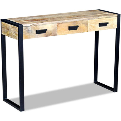 Console Table with 3 Drawers Solid Mango Wood 110x35x78 cm - OLBRIT