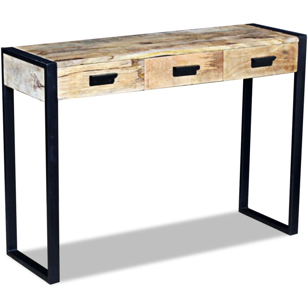 Console Table with 3 Drawers Solid Mango Wood 110x35x78 cm - OLBRIT