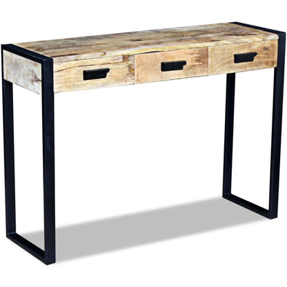 Console Table with 3 Drawers Solid Mango Wood 110x35x78 cm - OLBRIT
