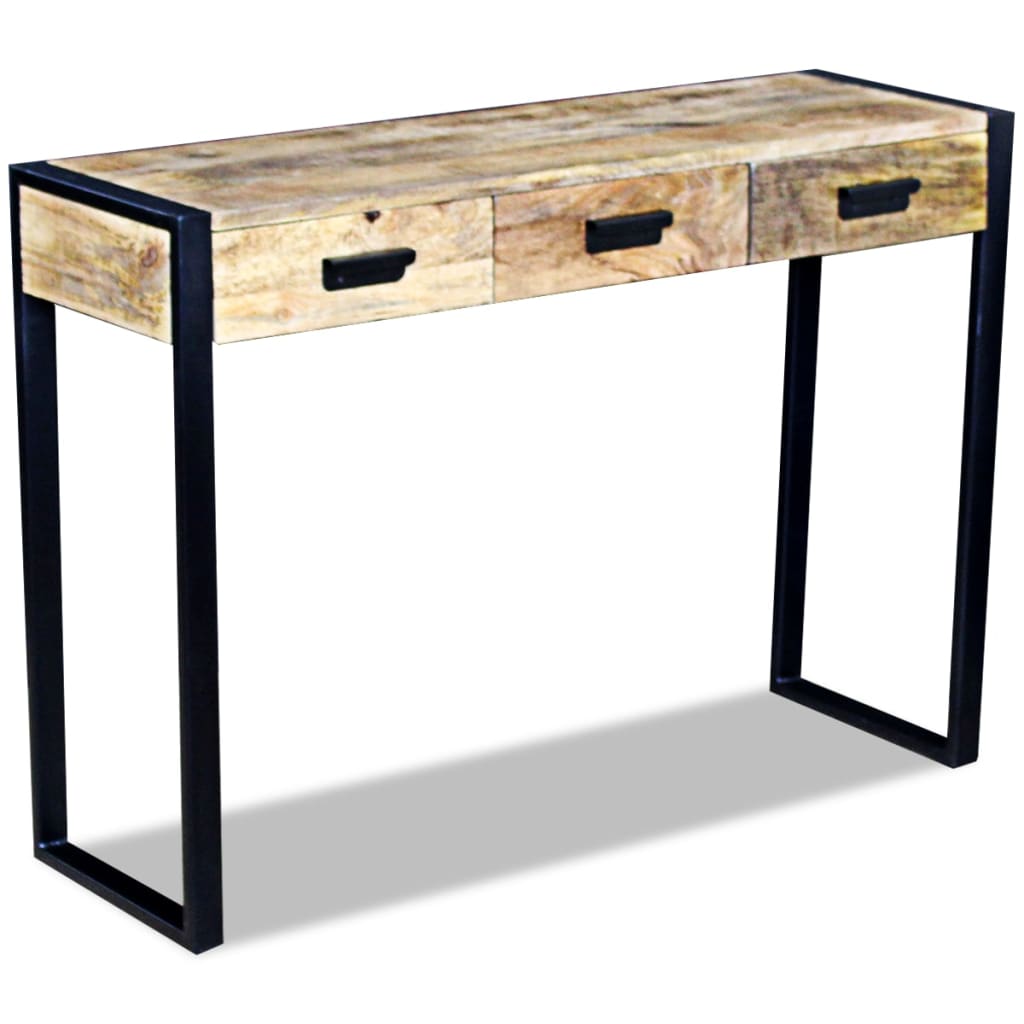 Console Table with 3 Drawers Solid Mango Wood 110x35x78 cm - OLBRIT