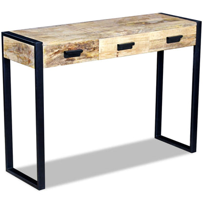 Console Table with 3 Drawers Solid Mango Wood 110x35x78 cm - OLBRIT