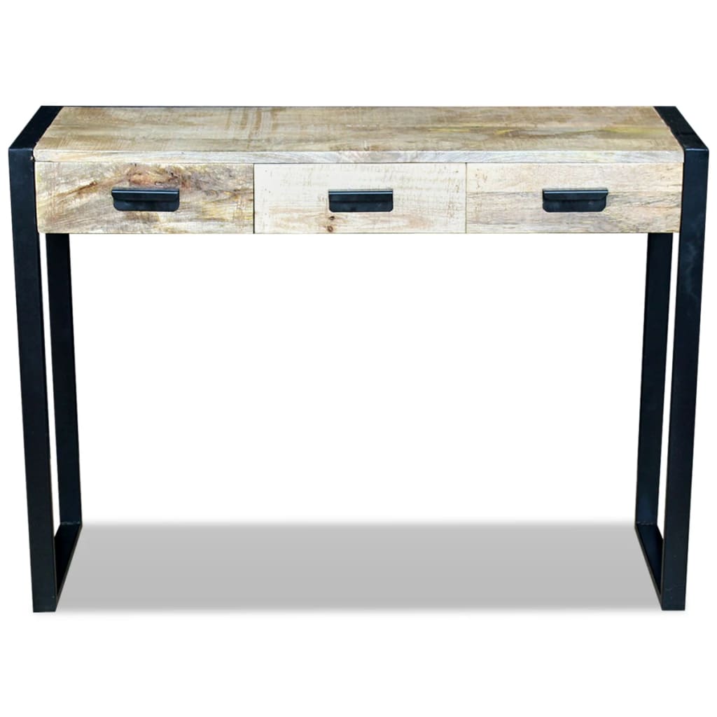 Console Table with 3 Drawers Solid Mango Wood 110x35x78 cm - OLBRIT