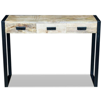 Console Table with 3 Drawers Solid Mango Wood 110x35x78 cm - OLBRIT