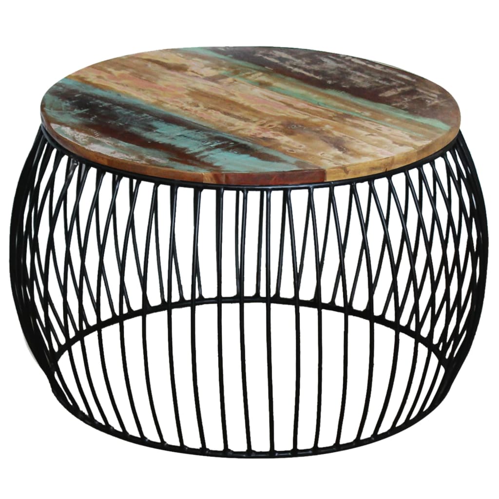 Coffee Table Round Solid Reclaimed Wood 68x37 cm - OLBRIT