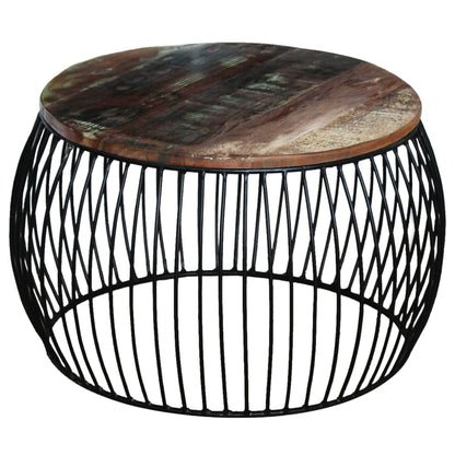 Coffee Table Round Solid Reclaimed Wood 68x37 cm - OLBRIT