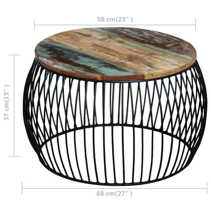 Coffee Table Round Solid Reclaimed Wood 68x37 cm - OLBRIT