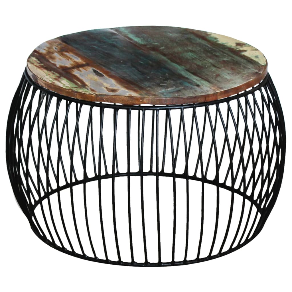 Coffee Table Round Solid Reclaimed Wood 68x37 cm - OLBRIT