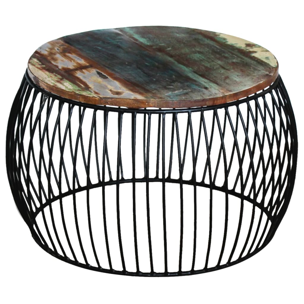 Coffee Table Round Solid Reclaimed Wood 68x37 cm - OLBRIT