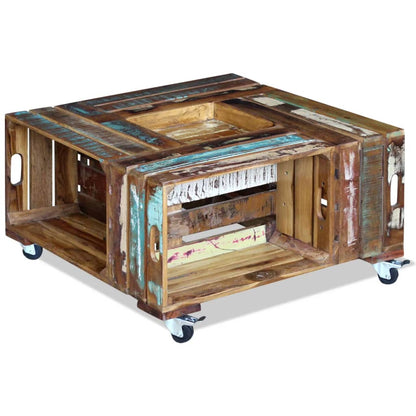 Coffee Table Solid Reclaimed Wood 70x70x35 cm - OLBRIT