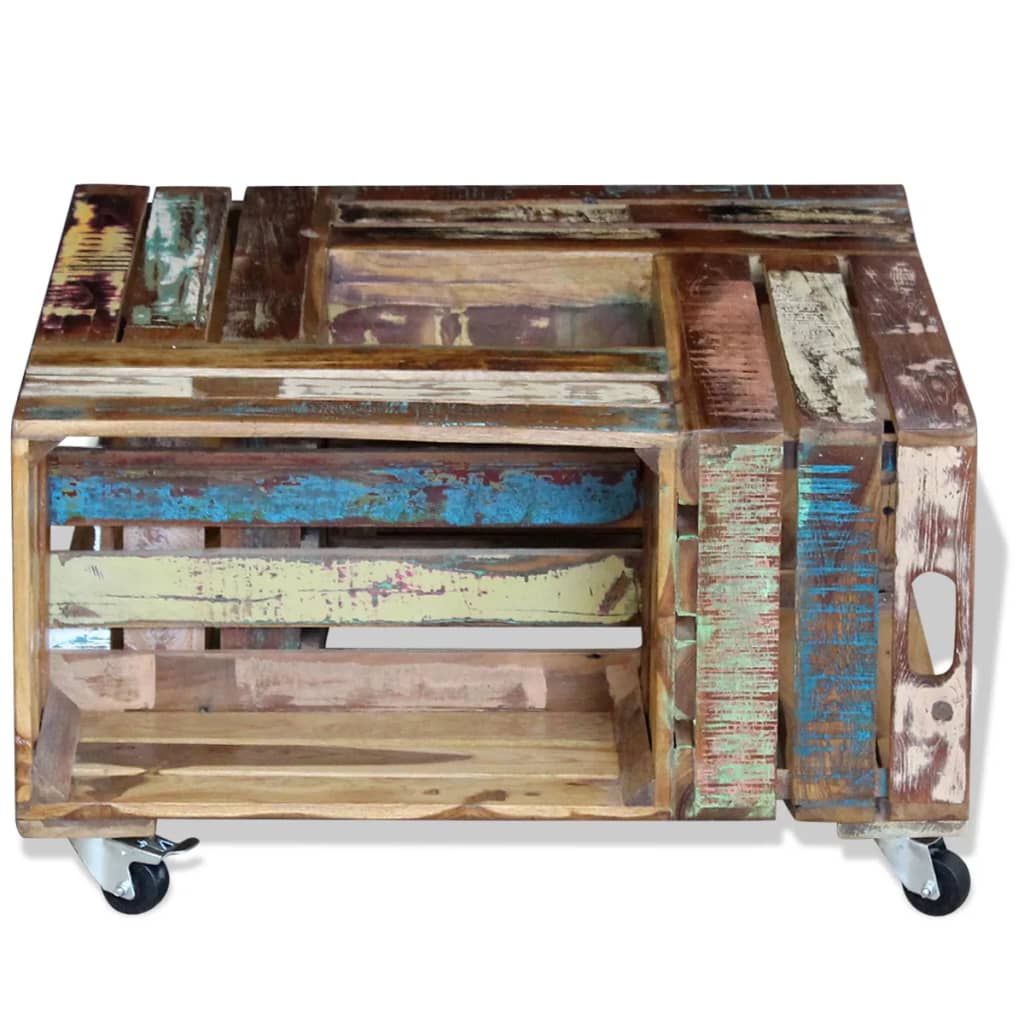 Coffee Table Solid Reclaimed Wood 70x70x35 cm - OLBRIT