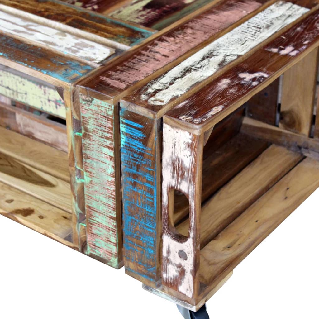 Coffee Table Solid Reclaimed Wood 70x70x35 cm - OLBRIT