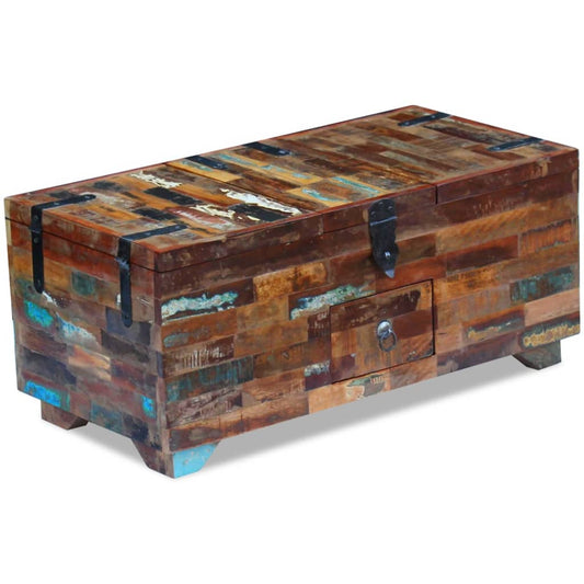 Coffee Table Box Chest Solid Reclaimed Wood 80x40x35 cm - OLBRIT