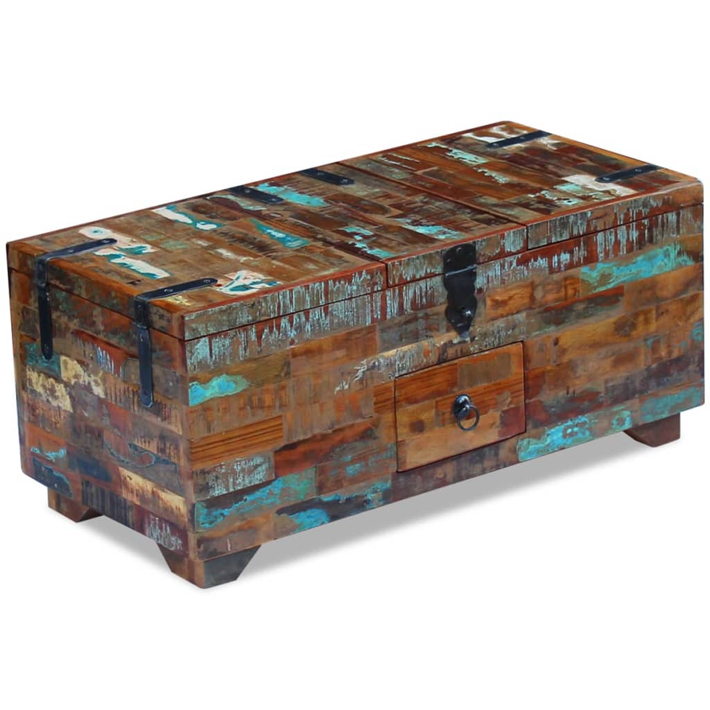 Coffee Table Box Chest Solid Reclaimed Wood 80x40x35 cm - OLBRIT