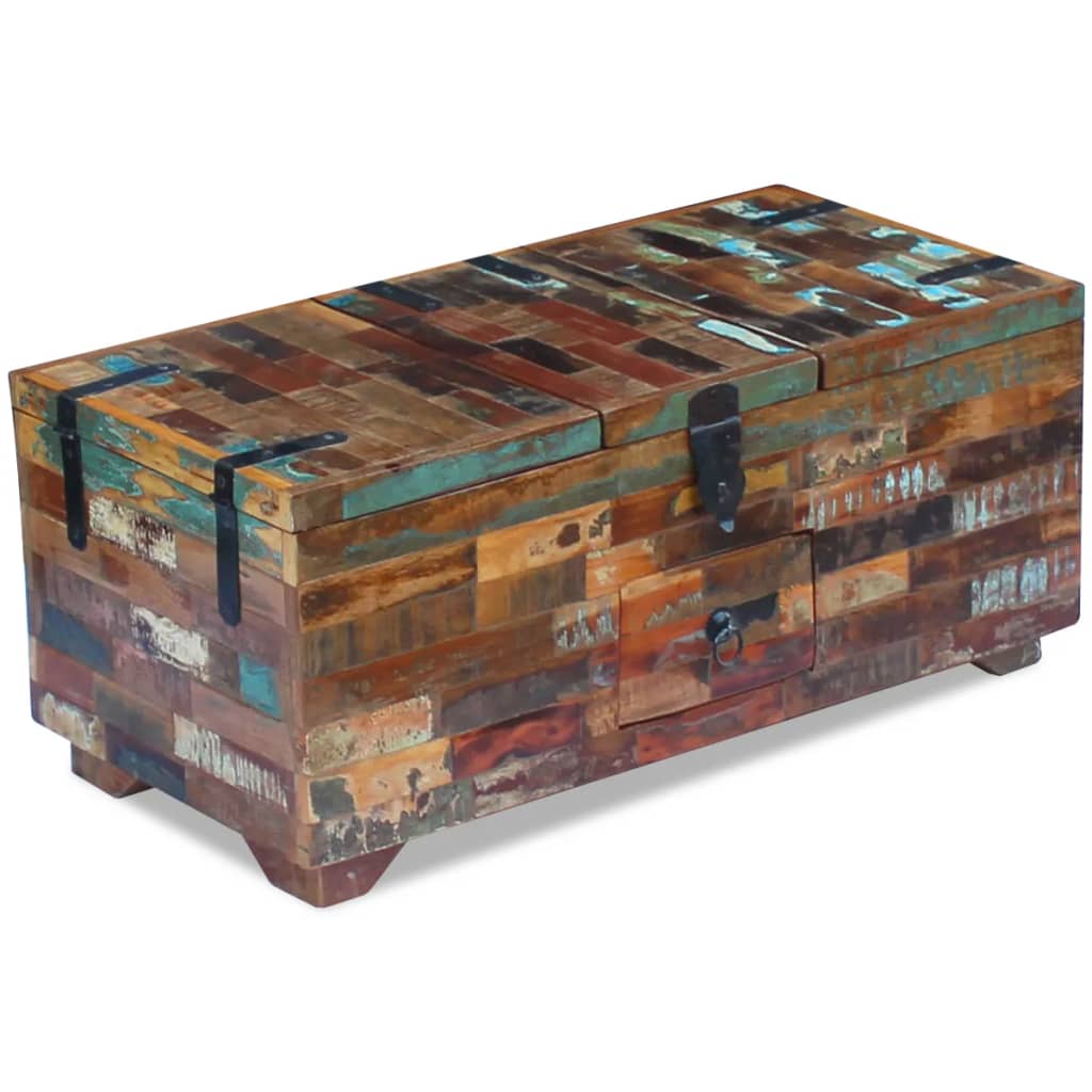 Coffee Table Box Chest Solid Reclaimed Wood 80x40x35 cm - OLBRIT