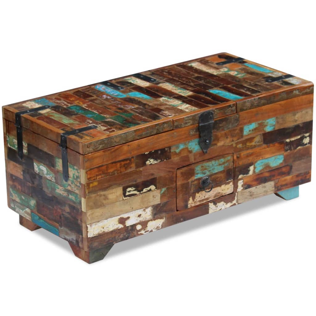 Coffee Table Box Chest Solid Reclaimed Wood 80x40x35 cm - OLBRIT