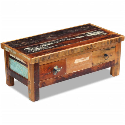 Coffee Table Drawers Solid Reclaimed Wood 90x45x35 cm - OLBRIT