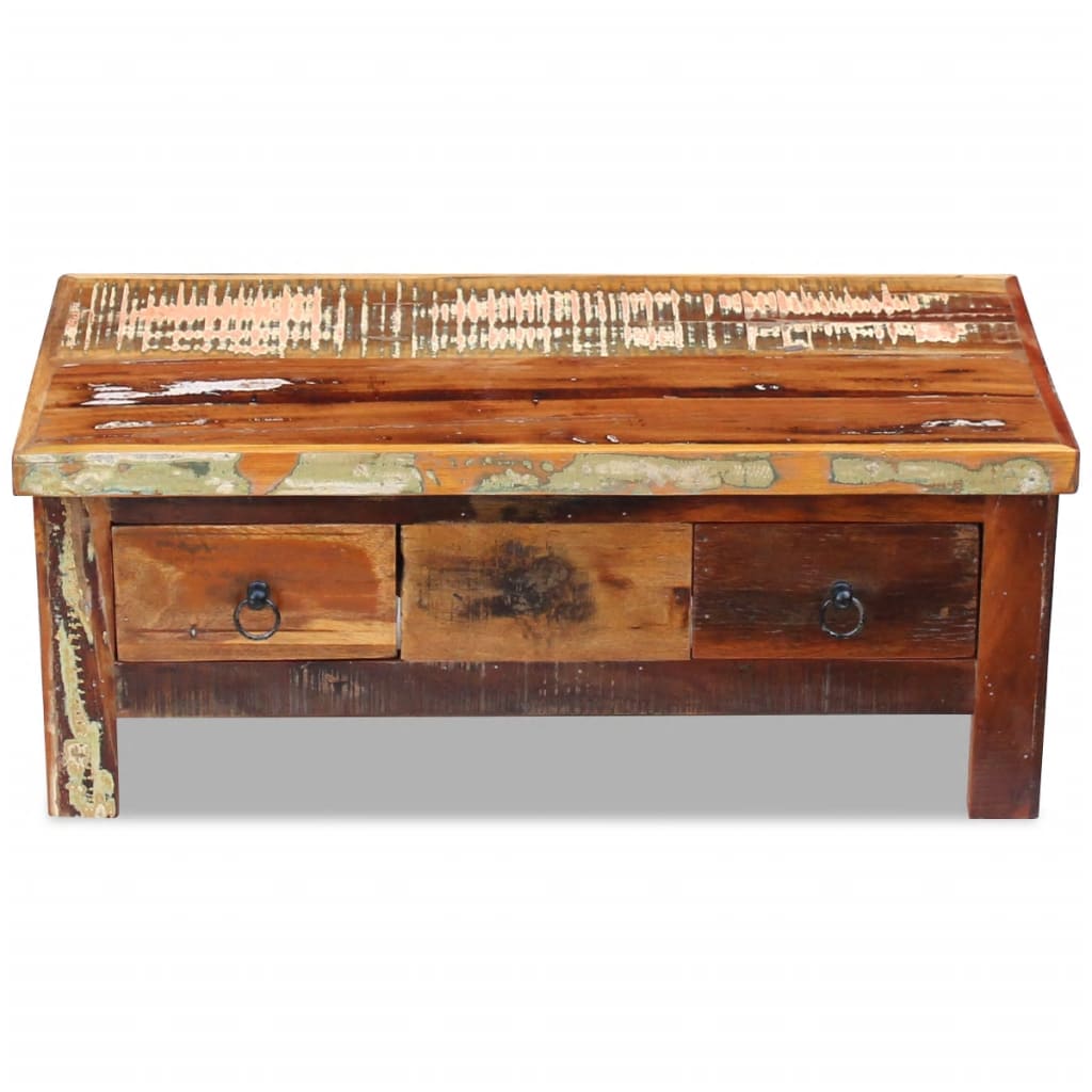 Coffee Table Drawers Solid Reclaimed Wood 90x45x35 cm - OLBRIT