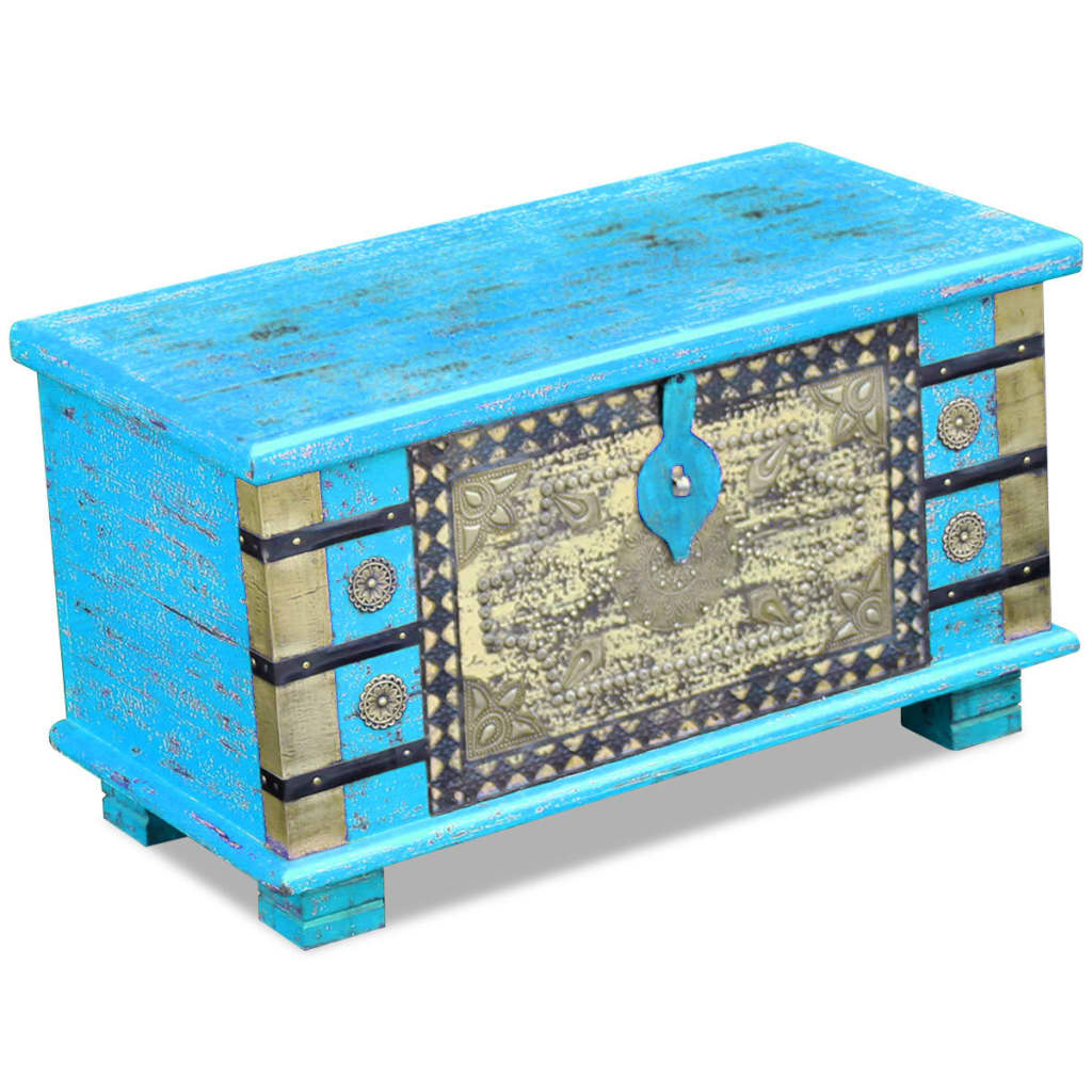 Storage Chest Blue Mango Wood 80x40x45 cm - OLBRIT